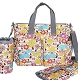Ziweibaマザーズバッグ レディース マタニティ ベビー収納バッグ デイリーカバン 防水 3way 哺乳瓶入れとおむつ替えシート付き 花柄 (C)