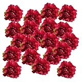 Dovewill 牡丹花　人工シルク　造花　ホーム装飾　結婚式飾り　手作りアクセサリー　花芸用具　約20個　全9色 - ワインレッド