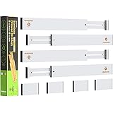 ANTOWIN Bamboo Drawer Dividers, Expandable Drawer Separators Splitter(43-56cm), Adjustable Spring-loaded Organizer for Large 