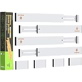 ANTOWIN Bamboo Drawer Dividers, Expandable Drawer Separators Splitter(43-56cm), Adjustable Spring-loaded Organizer for Large 