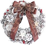 彩か SAIKA 【クリスマス】 リース 白 ホワイト デコレーション 飾り Ribbon Wreath -White Pinecone L CXO-180L
