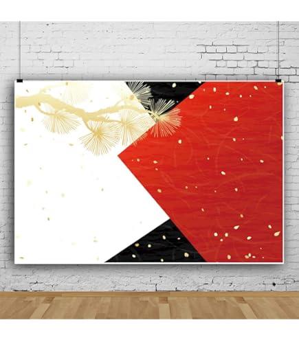 Amazon.co.jp: Qinunipoto 背景布 年賀状 和紙スタイル 松のモチーフ