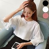 新品 トップス シフォン レディース フレア袖 バルーンスリーブ☆フリー★ホワイト