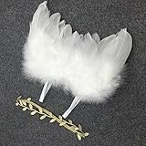 Rebecca online Newborn Baby White Feather Angel Wings Halo Set (White With Gold Halo) [並行輸入品]