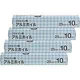 [Amazon限定ブランド]  Kuras フライパン用アルミホイル 25cm×10m ×4本パック