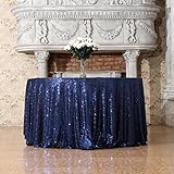 (230cm Round, Navy Blue) - 3E Home 230cm Round Sequin TableCloth for Party Cake Dessert Table Exhibi