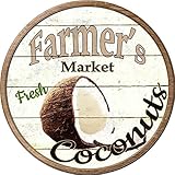 Farmers Market Coconutノベルティメタル円形Sign c-758