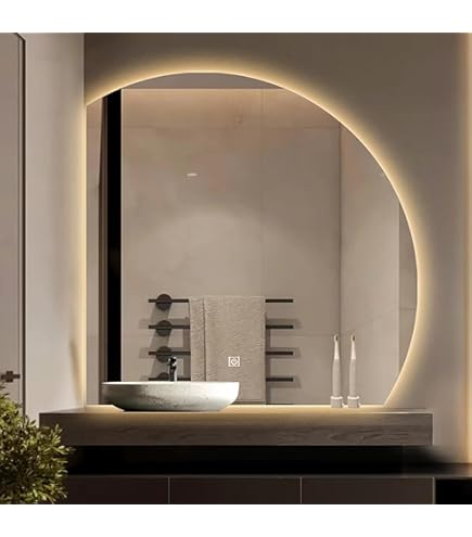 Amazon.co.jp: モダンなバスルームミラー、タッチスイッチ付き