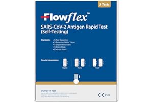 FLOWFLEX SARS-CoV-2 Antigen Rapid Test (ART) Kit (Simple Nasal Swab Results in 15mins) 5s