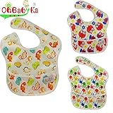 Ohbabyka3点セット スタイ よだれかけ スーパービブ お食事エプロン 防水 袖なし 保育園 お食事用防水ビブ 女の子 男の子 ベビーロンパース (SZY060713)