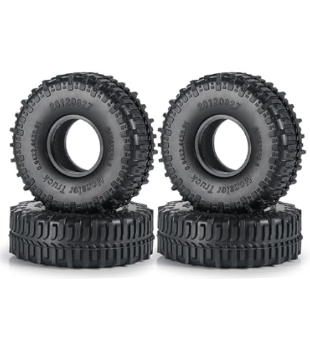 スケールクローラー　タイヤ メタリックホイール 4個セット Amazon | RC クローラー タイヤ 4 個 1/12 および 1/16 スケール