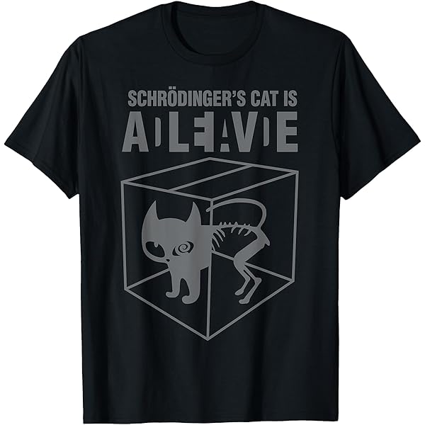Amazon | かわいいシュレーディンガーの猫が生きている Tシャツ