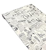 tomtask 壁紙 貼付シールタイプ 45cm×10m ウォールステッカー 防水 貼り方説明書付 英字新聞柄