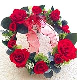 プリザーブドフラワー　真っ赤な薔薇のシンプルリース　★成人式　お誕生日　クリスマスプレゼント各種お祝いに★