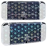 DLseego Switch Oled ケース Switch有機elモデル ケース スイッチ 有機elモデル ケース ニンテンドースイッチ有機el カバー Switch 有機elモデル 用ケース スイッチ有機elモデル ケース オーロラカラー シェルパターン デコ可能 貝殻風 偏光色 キラキラ紙 光沢紙 ハート