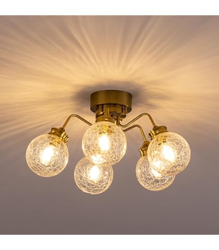 【開封・未使用】Chende シーリングライト レトロ クリスタル 5灯 照明 開封・未使用】Chende シーリングライト レトロ クリスタル 5灯 照明