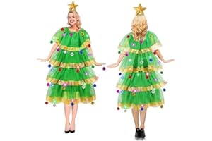 [JunyueLiang] クリスマスコスチューム クリスマスツリーコスプレ レディース カチューシャ付き おしゃれ 可愛い 衣装 おもしろ 仮装 制服 新年 イベント 写真撮影 [並行輸入品]