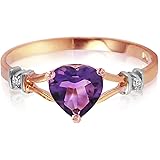 0.47 Carat 14k Solid Rose Gold Ring with Natural Diamonds and Heart-shaped Amethyst