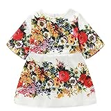 Domybest　子供服 女の子 ワンピース　フォーマル サンドレス 可愛い ドレス ガールズ ワンピース 花プリント　半袖 春夏秋　日常着　誕生日 入学式 卒業式 発表会 結婚式 七五三 (150（