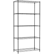 IZEUK スチールラック キャスター付き 5段 高さ伸縮メッシュ 収納 パイプ IZEUK スチールラック キャスター付き 5段 高さ伸縮メッシュ