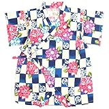 甚平 ロンパース ベビー 女の子 綿100% 日本製生地 グレコ カバーオール 紫陽花/紺-9779 80cm