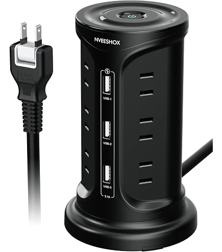 : POWERJC タワー式電源タップ 4層縦コンセント 16AC