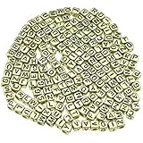 gresorth 800個古代ゴールドキューブアクリル文字ビーズゴールデンアルファベットDIYブレスレット、ネックレス、ジュエリー6 x 6 mm