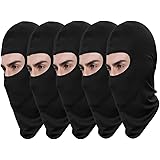 Pack of 5 Black Ski Face Mask Men Sun Balaclava Dust Proof for Outdoor Riding Fishing Headgear, Black, One Size