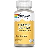 Solaray - ビタミン D3 5000 IU & K2 50 mcg MK7 - 60ベジタリアン用カプセル