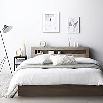 Amazon｜RASIK ベッド セミダブル フレームのみ グレージュ 収納付き