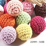 Mamimami Home 歯がため 木製 知育玩具 かぎ針編みのビーズ 2CM 26色混合色 出産祝い はがため 赤ちゃん 誕生日プレゼント 歯固め アクセサリー　50個 「FDA認可済」「BPAフ