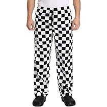 White Checkerboard Print Chef Pants 