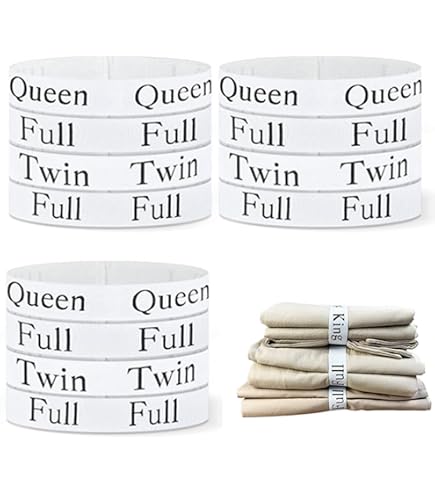 BROPGOD Adjustable Bed Sheet Organizer Bands - Velcro Label Straps For King, Queen, Full, Twin Sets, 4-Pack, Closet Storage