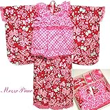 子供着物被布セット メゾピアノ 被布 ピンク 着物 赤 三才用 着物 被布 長襦袢 草履 巾着 髪飾り