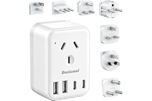 Universal Travel Adapter with Detachable Attachments for US/UK/Europe/India/South Africa/Bali/Thailand/Vietnam, Type A/B/C/D/E/F/G/I/L/M