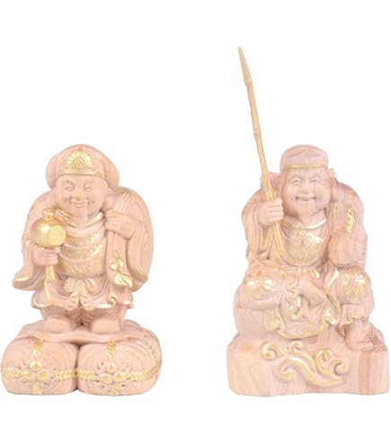 Amazon｜七福神 大黒天 恵比寿 木彫り 桧木製 金運 開運 風水グッズ