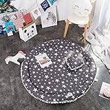 ベビーマット プレイマット ルームマット ラグマット 厚いマット 遊びマット 可愛い 北欧風 抱き枕付き コットン 大人気 キッズ 子供 直径140cm 誕生日 クリスマス プレゼント (星柄)