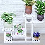 フラワースタンド フラワースタンド 木製 - 白い花のスタンドマルチ階建てのソリッドウッドフロア屋内と屋外の多階段バルコニーのリビングルームマルチ花鉢のラック