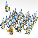 Bチーム21点ブルーライオンライトArmourの中世城Armor Knight in Ancient Rome with WeaponsミニフィギュアMilitaryブロックレンガ教育おもちゃ