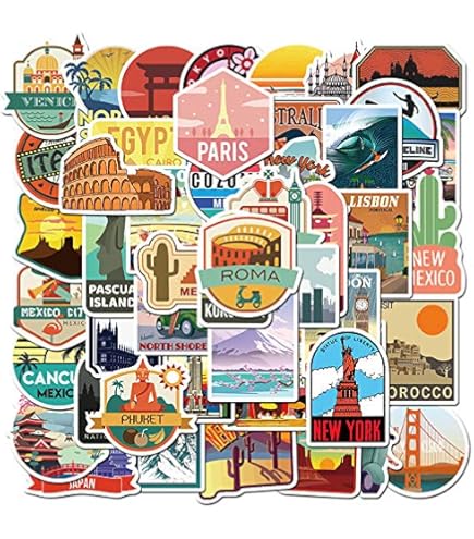 Amazon.co.jp: 旅行都市ステッカーセット 100枚 トラベル 防水