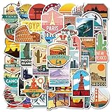 50枚 旅行都市ステッカーセット 観光都市防水シール ステッカーパック 旅行都市デカール スーツケース 車 自転車 バイク ヘルメット パソコン スノーボードに適用
