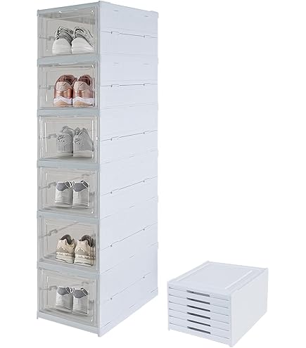 Amazon｜靴箱12パック積み重ね可能な靴収納ボックスプラスチック製の