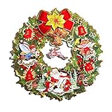 3dクリスマスリース壁アートステッカーwith Snowman , Santa Claus and Rudolph。16.7 " Welcomeホームクリスマス装飾Festive子Decor Holi