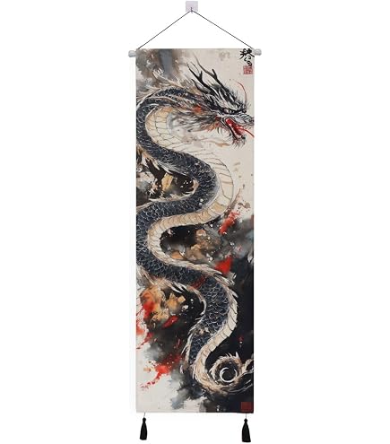 Amazon.co.jp: [AiO JAPAN] 風水 タペストリー 紅龍 ドラゴン 150×100