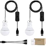 Onite USB LED電球 LED照明 USB LEDライト 電球形 スイッチ付き キャンプライト アウトドア ランタン デスクライト ベッドランプ 車中泊ライト 停電ライト 緊急ライト (暖かい白色の光) 2-PACKS