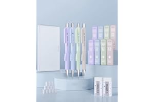 ケース付きかわいいシャープペンシルセット、パステルファストクリックエステティックシャープペンシル480個HBリードリフィル、消しゴム2個、消しゴムリフィル12個 学校用品 女の子/ライティング/デッサン/スケッチ用