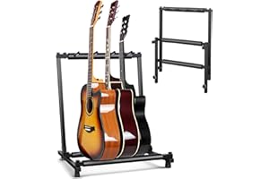 KAKETE ギタースタンド 三本収納 安定 折りたたみ式 転倒防止用ゴム付属 楽器本体に傷が付くのを防ぎます安定耐久 収納しやすい ブラケット  最新型 鉄製