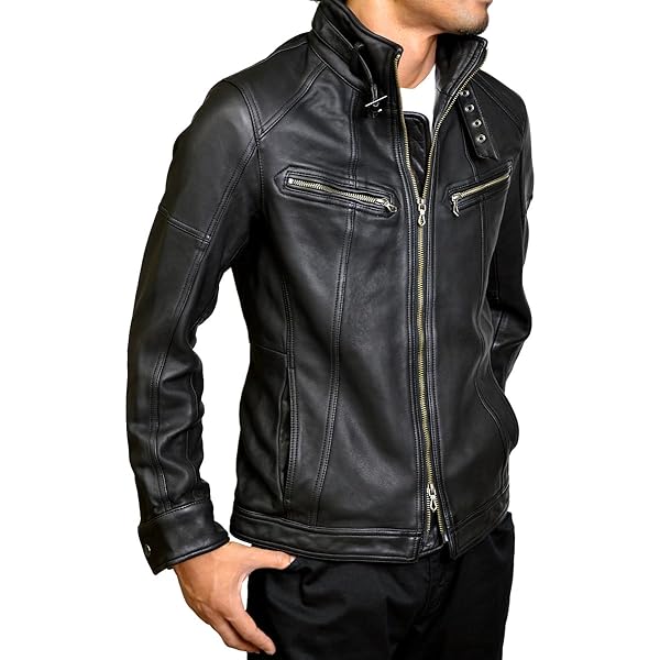 【美品★ラムレザー】Haruf　ハルフ　ノーカラー　ライダース ジャケット　黒 Haruf ノーカラージャケット レザージャケット 革ジャン