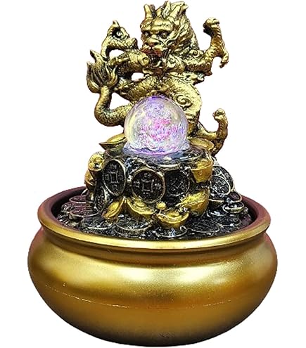 Amazon.co.jp: 【流水招財龍龍珠】金運 財運 開運祈願 樹脂製 噴水