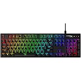 HyperX HX-KB6RDX-US Alloy Origins RGB Mechanical Gaming Keyboard (Red Switch)- US Layout, Full Size (104 Keys), Black
